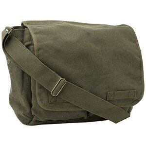 Olive Green Canvas Messenger Bag Military Laptop Bag Heavy Duty Travel School Ba